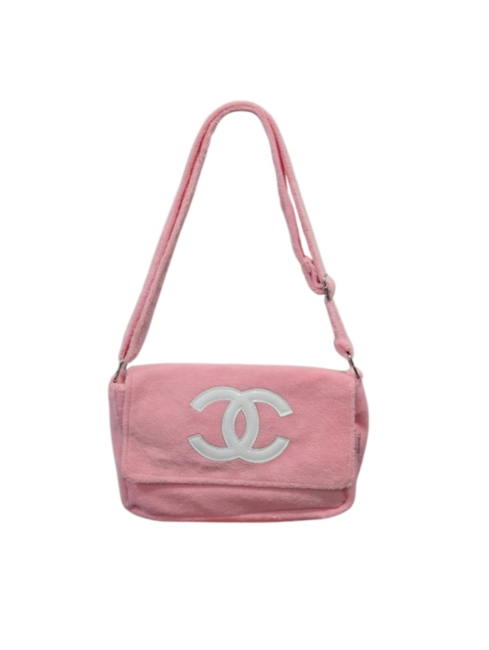 CHANEL VIP Gift- Pink Terry Cloth Shoulder/Crossbody Bag with White CC Logo